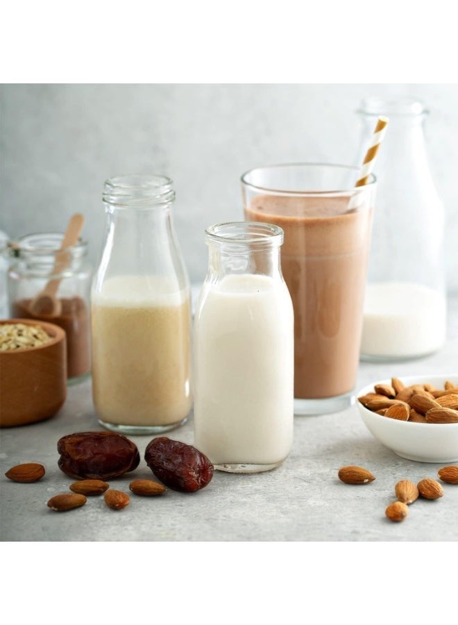 Luxoraq Glass Milk Bottle 200ml Glass Milk Bottle with Lid Small Glass Bottle Milk Juice Bottle Reusable Glass Bottle Pack of 3 - Image 2